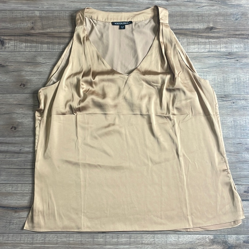 Boston Proper Gold Sleeveless Blouse Size 16